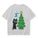 Olive Christmas Cat T-Shirt with Jingle All The Way Print