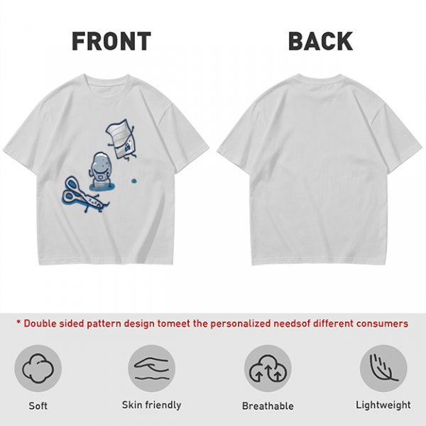Olive T-Shirt With Rock Paper Scissors Cartoon Characters