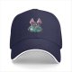 Black baseball cap with cute bat reading scary stories book print