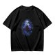Olive T-Shirt With Night Sky Wolf Howling At Moon Graphic