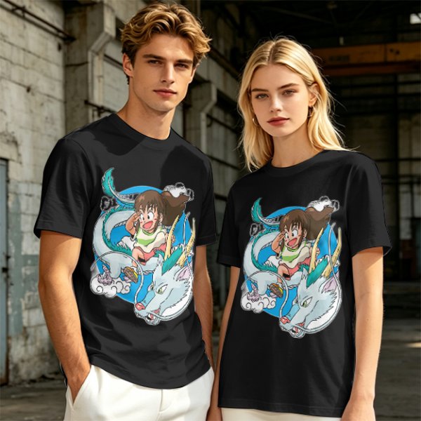 Spirited Away Chibi Haku and Chihiro Graphic T-Shirt