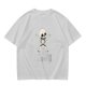 Olive green t-shirt with cute cartoon skeleton graphic