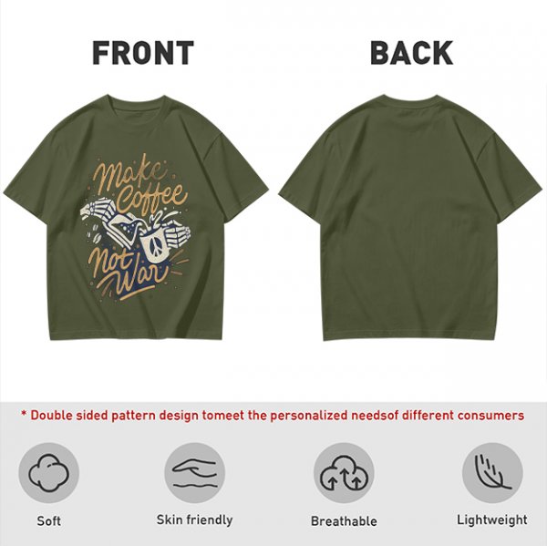 Make Coffee Not War Skeleton Hand Graphic T-Shirt