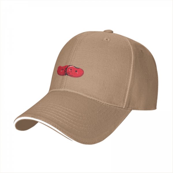 Black Baseball Cap With Red Split Bean Graphic Design