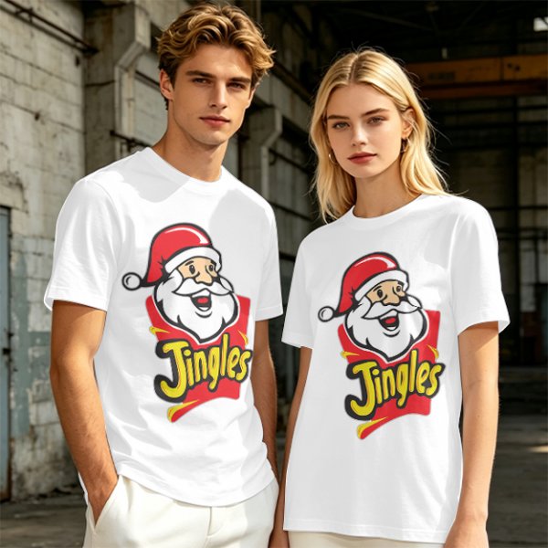 Olive T-Shirt with Santa Claus Jingles Christmas Print