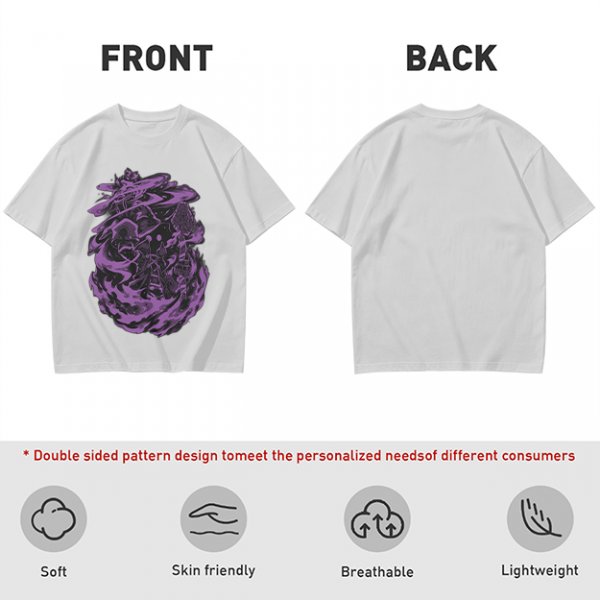 Olive Green T-Shirt with Purple Abstract Swirling Graphic Print