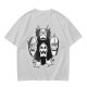 Olive T-shirt with Four Dark Fantasy Villain Heads Graphic Print