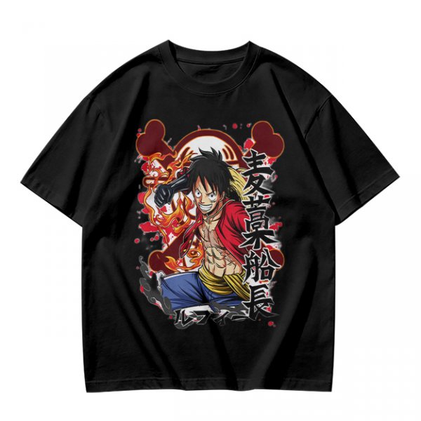 One Piece Monkey D. Luffy Graphic Print Olive T-Shirt