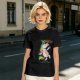 Olive T-shirt with Dancing Rainbow Unicorn Graphic Print