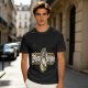 Olive green graphic t-shirt with zebra stripe design