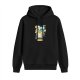 Black Hoodie With Cute Beer Can Robot Graphic Print