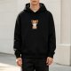 Black Hoodie With Grumpy Orange Kitten Graphic Print