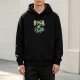 Black hoodie with pixel art character and water ripples graphic