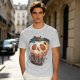 Olive Green T-Shirt With Creepy Melting Skull Apple Graphic