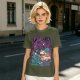 Olive T-Shirt With Anime Swordsman Graphic Print