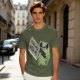 Olive t-shirt with cute frog holding knife and 'Don't mess with me' text