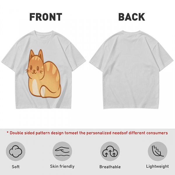 Olive Green T-Shirt With Cute Orange Tabby Cat Graphic