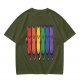 Olive T-Shirt With Rainbow Pride Cats Graphic