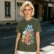 Olive T-Shirt With Chibi Pirate Cats Group Graphic