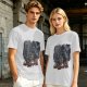 Olive T-Shirt With Dark Fantasy Villain And Hero Group Print
