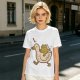 Olive T-Shirt Featuring Frog Riding Duck Holding Knife