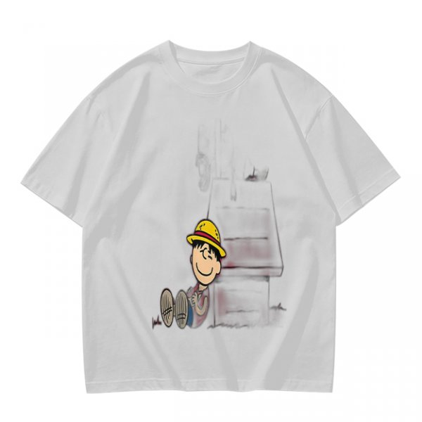 Olive Green T-Shirt with Smiling Boy in Yellow Hat Graphic