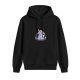 Black hoodie with a sleepy demon goat in pajamas graphic