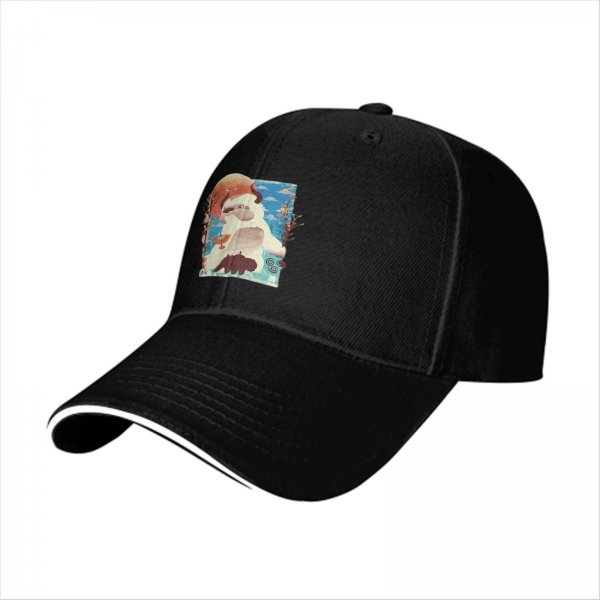 Black Baseball Cap With Appa The Sky Bison Graphic Print