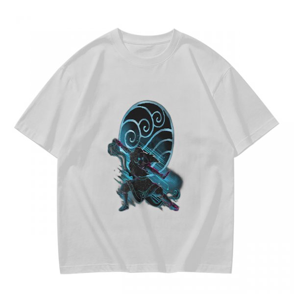 Olive T-shirt with Anime Water Bender Warrior Graphic Print