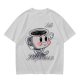 Olive green t-shirt with running espresso cup graphic and 'Less Despresso' text