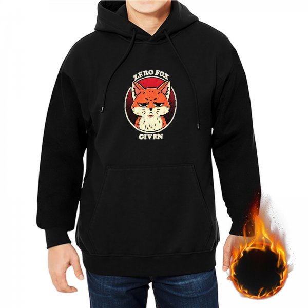 Black hoodie with 'Zero Fox Given' grumpy fox graphic print
