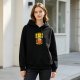 Black hoodie with take a dumpling and eat it graphic design