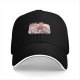 Black Baseball Cap with Friendship Themed Cartoon Print