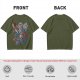Olive T-shirt with 80s villain cartoon characters print