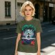 Olive T-shirt with fantasy forest glider rider graphic print