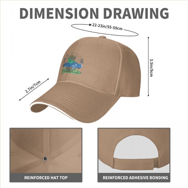Black baseball cap with classic car and green character graphic