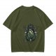Olive Green T-Shirt with Octopus Skull Pirate Art Print