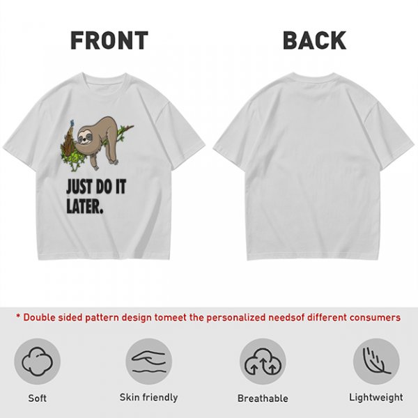 Olive Sloth 'Just Do It Later' Graphic T-Shirt