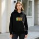 Black hoodie with Defiant Jazz cartoon band graphic
