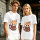 Olive T-Shirt With Cute Shy Red Panda Graphic Print