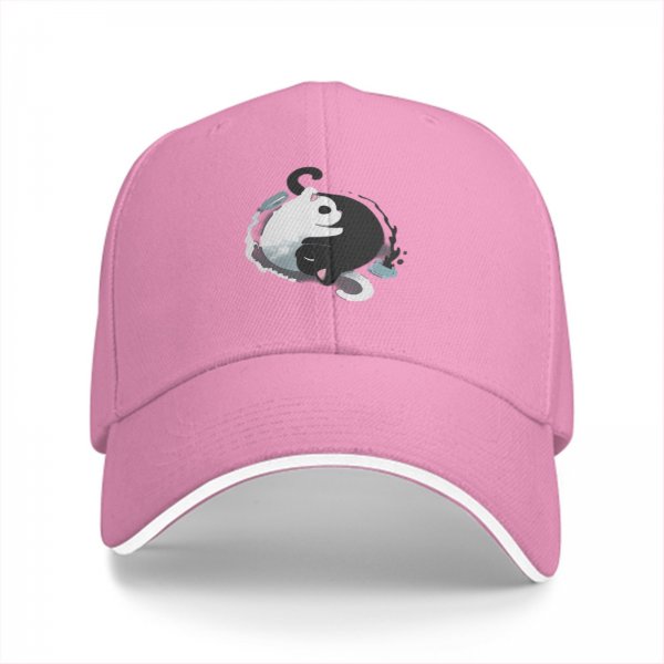 Black Baseball Cap With Yin Yang Cats Graphic Design