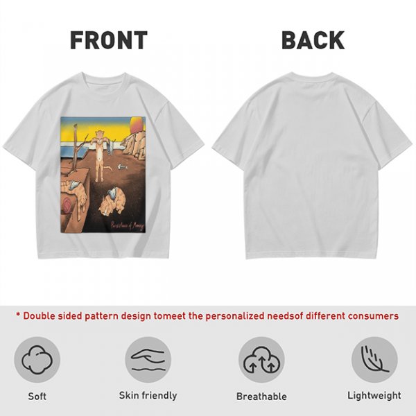Olive T-Shirt With Surreal Cat Art Print