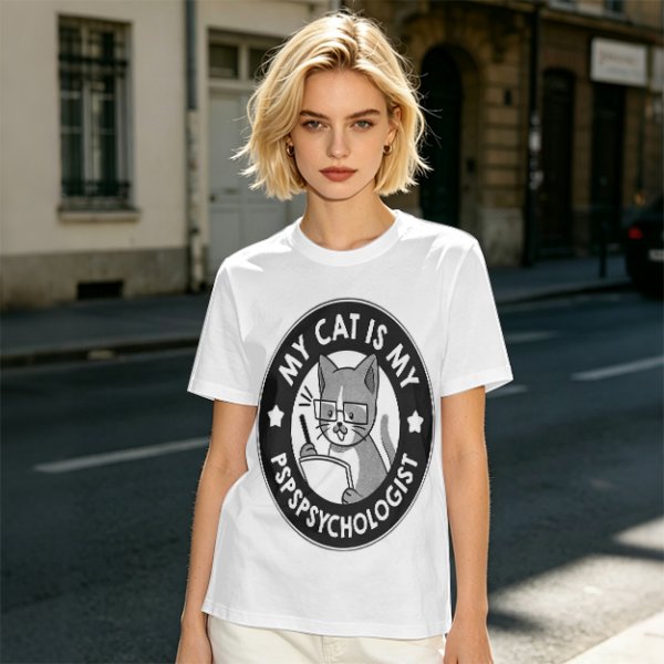 My Cat Is My Pspsychologist Funny Graphic T-Shirt