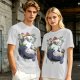 Olive green t-shirt with My Neighbor Totoro forest scene print
