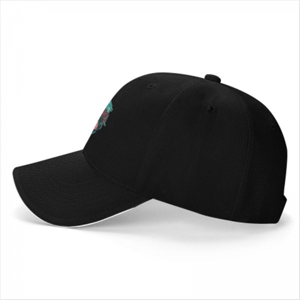 Black Baseball Cap With Mermaid And Pearl Shell Graphic
