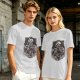 Olive T-shirt with Gothic Anime Character Group Graphic Print