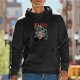 Black hoodie with zombie and Einstein braain graphic print