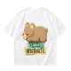 Olive t-shirt with sleeping bear and 'I accidentally hibernate' text