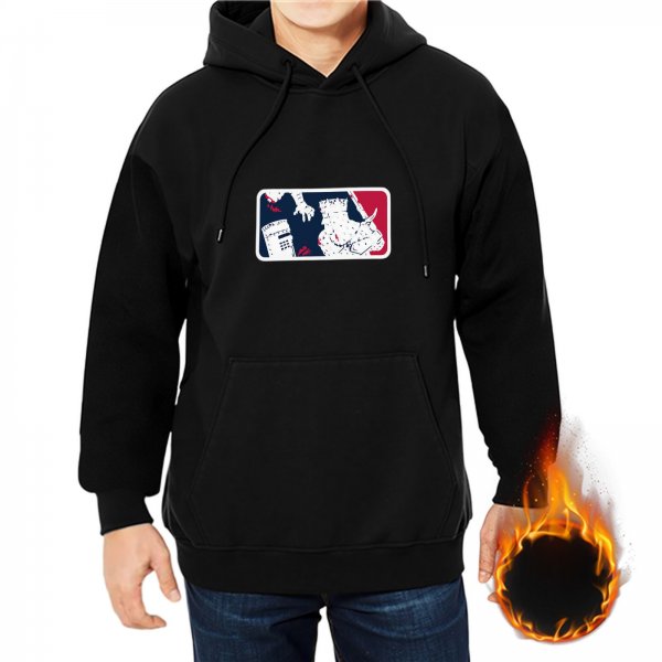 Black Hoodie With Custom Sports Logo Style Graphic Print