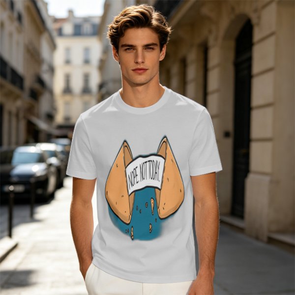 Olive T-Shirt With Funny Fortune Cookie 'Nope Not Today' Print
